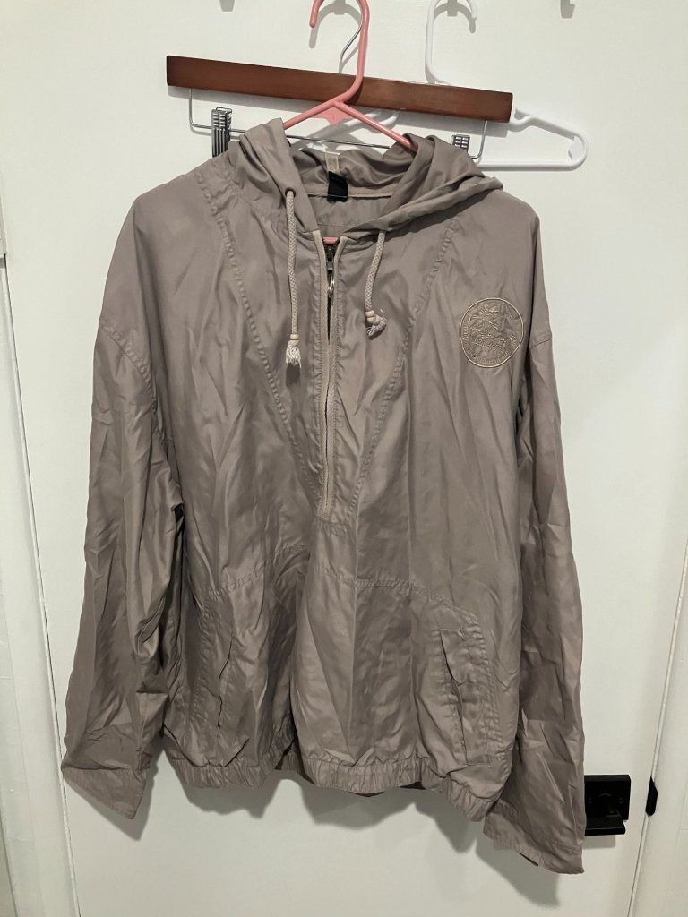 Vtg King Louie Jacket Mens Large Silver Satin Hooded Pullover Gray Xl Aerie